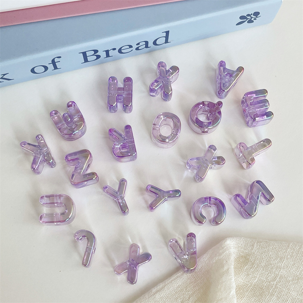 สีอะคริลิโปร่งใส26ตัวอักษรภาษาอังกฤษตรงหลุมหลวมลูกปัดเครื่องประดับแฟชั่นทําเองโซ่โทรศัพท์มือถือรถแขวนอุปกรณ์เสริม - รูปที่ 6