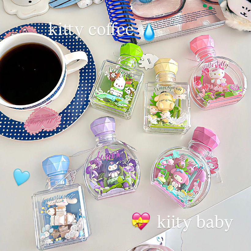 Sanrio Flower Love Elf hellokitty Mystery Box Building Block Wishing Bottle diy เครื่องประดับหญิงของขวัญทานาบาตะ
