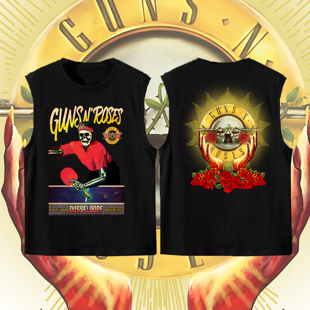 【พร้อมส่ง】 2025 Guns N Roses เสื้อกั๊กคอกลมแขนกุดวงดนตรีร็อคสำหรับผู้ชาย ผ้าฝ้ายแท้ #3