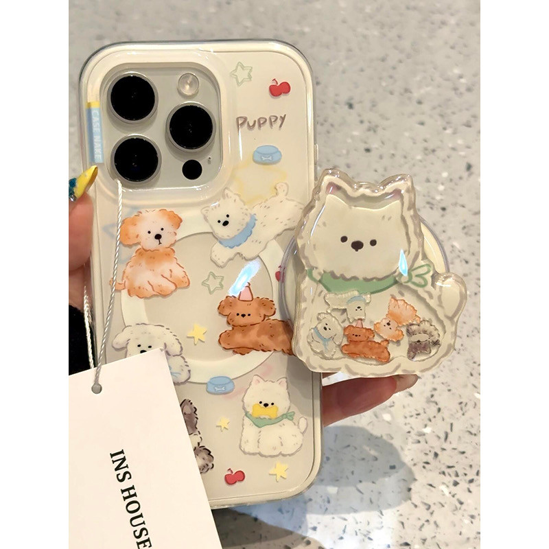 ลูกสุนัขดาวน้อยน่ารักทิศตะวันตกวงเล็บแม่เหล็กเคสโทรศัพท์มือถือเหมาะสําหรับ ไอโฟน16 15 14 13 มือโปร สูงสุด กันกระแทกป้องกันกล้องป้องกันการตกฮาร์ดปกหลัง
