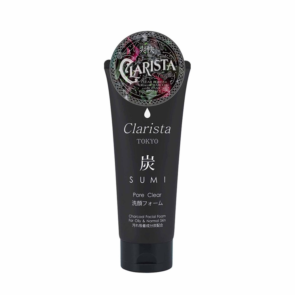 CLARISTA TOKYO CHARCOAL FACIAL FOAM 130 G / โฟมทำความสะอาดผิวหน้า สูตรผสมชาร์โคล ดูแลรูขุมขน ความมัน