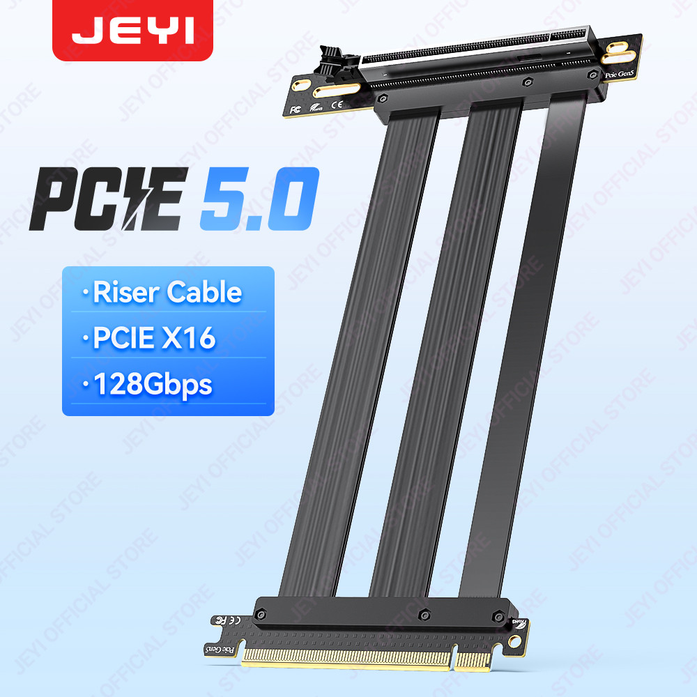 Jeyi PCIE 5.0 x16 Riser สาย, 128Gbps EMI Shielded PCIE x16 GPU สายสําหรับหรือ RTX 4090/4080/3070/RX8