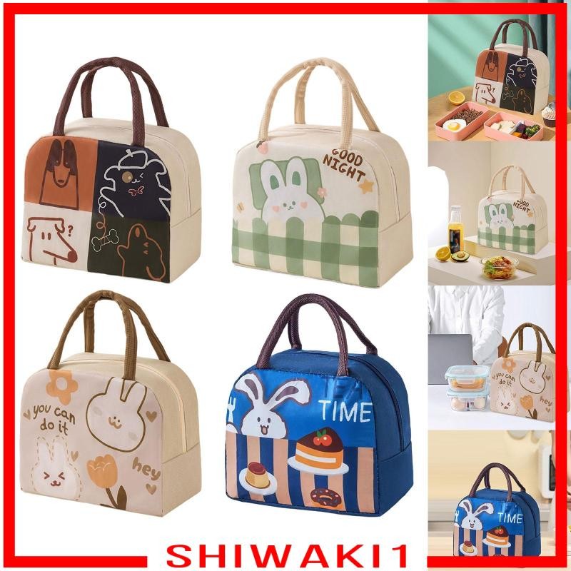 [ชิวากิ1] กระเป๋าความร้อนฉนวนกล่องอาหารกลางวันกระเป๋ากระเป๋าถือออแกไนเซอร์น้ําหนักเบาการ์ตูนเบนโตะกระเป๋ากล่องอาหารกลางวันสําหรับเดินป่าชายหาด