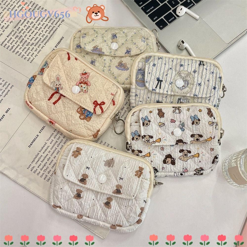 Hgougv656 กระเป๋าใส่เหรียญลายดอกไม้การ์ตูน, ที่ใส่ ID ผ้านวมมัลติฟังก์ชั่นน่ารักถุงเก็บผ้านวม, กระเป๋าใส่เหรียญกุญแจแบบพกพากระเป๋าบัตร