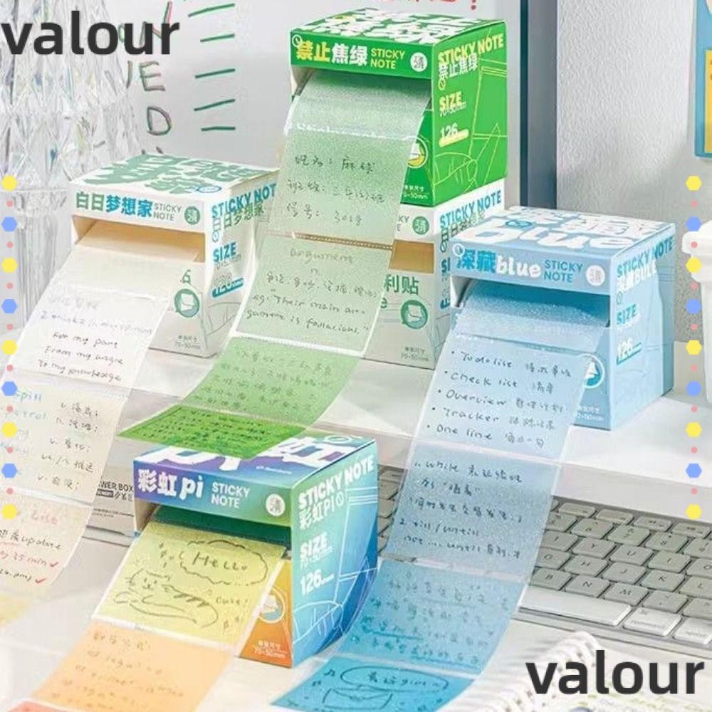 Valour 126Sheets สติกเกอร์ฉลากแบบดึงออก,แท็บเหนียว Pearlescent ที่เขียนได้,แบบพกพากลับกาวเต็มความงามเครื่องเขียนเปล่า Sticky Notes นักเรียน
