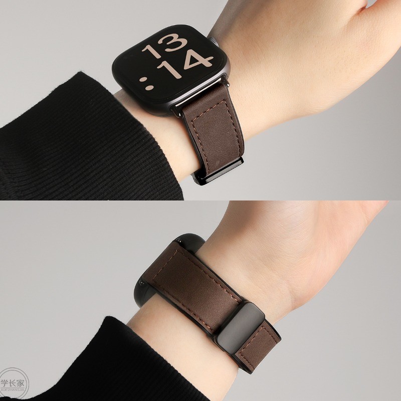 หัวเข็มขัดแม่เหล็กสายหนังสําหรับ Redmi Watch 5 4 สําหรับ Xiaomi Smart Mi band 9pro 8 Pro Smartwatch หนังซิลิโคนสร้อยข้อมือสายนาฬิกา - รูปที่ 2