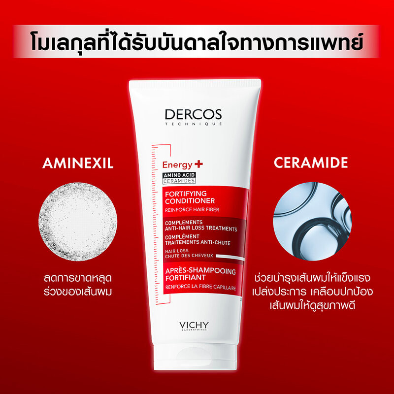 Vichy Dercos Energy + Fortifying Conditioner 200ml วิชี่ ครีมนวดผมสำหรับผู้ที่มีปัญหาผมขาดหลุดร่วง. - รูปที่ 2