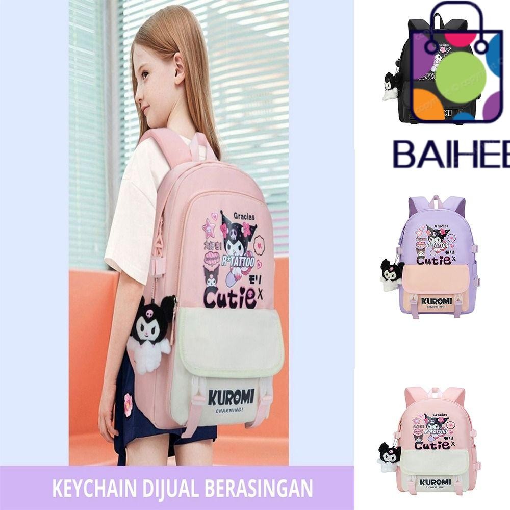 Baihee กระเป๋าเป้สะพายหลัง ผ้าไนล่อน ลายการ์ตูนอนิเมะคุโรมิ จุของได้เยอะ สําหรับเด็กผู้หญิง