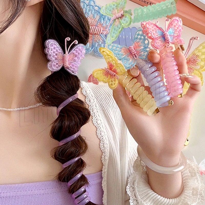 [ ที่โดดเด่น ] วงกลมผมผีเสื้อ - ขดเกลียว, ไร้ร่องรอย, ยืดหยุ่น, สง่างาม - ผูกผมหางม้า - ห่วงผมลวดโทรศัพท์ - เครื่องประดับผมถักแบบฝรั่งเศส
