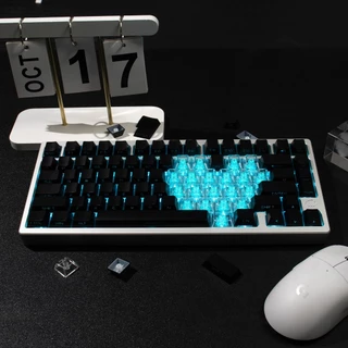 21 ชิ้นโปร่งใสรูปหัวใจ Keycaps Foggy สีดําสีแดง RGB Love Crystal Clear Backlit Keycap สําหรับคีย์บอร์ดแบบกลไก