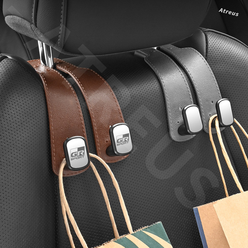 Toyota GR ตะขอแขวนเบาะหลังรถยนต์ รถที่นั่งกลับ Hook รถหนัง Double Hook ที่นั่งด้านหลังแขวนสําหรับ Toyota Prius Fortuner Corolla Cross CHR Camry Wish Vios Veloz Estima Sienta Yaris Ativ Altis Hilux Revo bZ4X Hiace