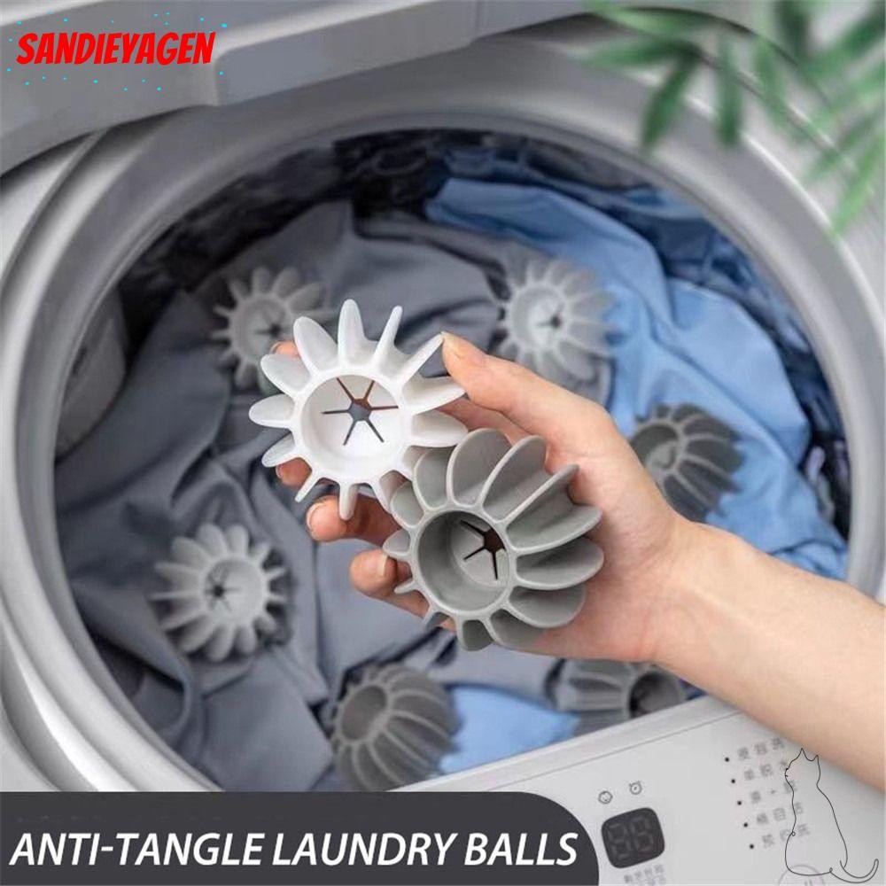 Sandieyean 2 ชิ้นลูกซักผ้าป้องกันลม Home & Living Drying อุปกรณ์ซักผ้า Cat Hair Catcher Reusable Decontamination น้ํายาปรับผ้านุ่ม