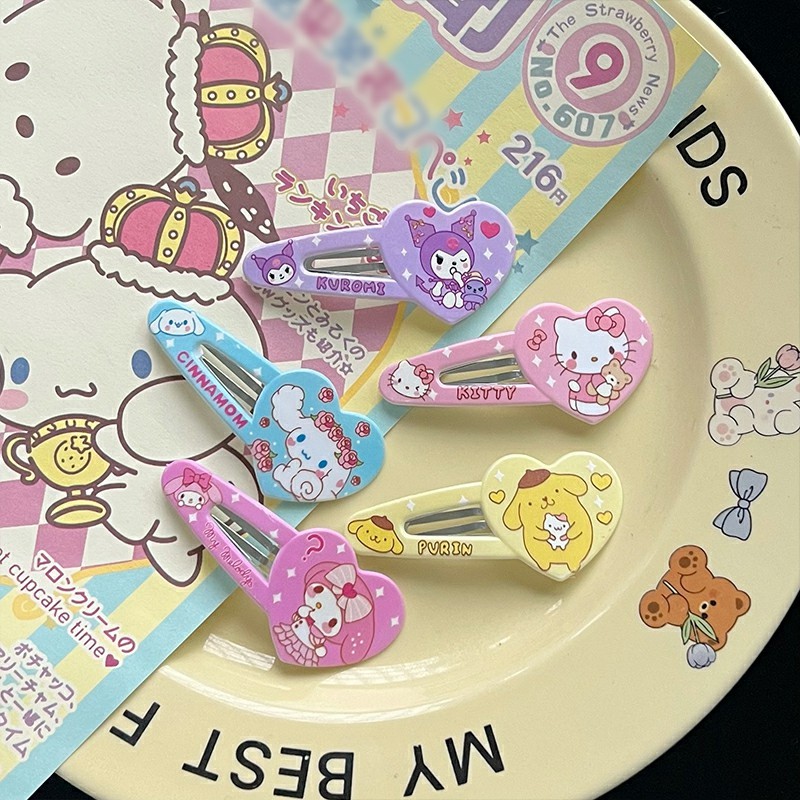 Rubuyou Sanrio การ์ตูนเด็กกิ๊บติดผมน่ารัก Kuromi Bangs คลิปแฟชั่นใหม่ หวาน ความรักกลวง BB คลิป