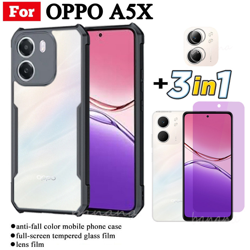 OPPO A5X เคสโทรศัพท์กันกระแทกสําหรับ OPPO A5i A5 Pro Anti-blue Ray กระจกนิรภัยและฟิล์มเลนส์