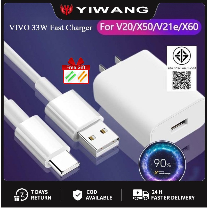 [Bangkok Express 24 ชม.] สายชาร์จ vivo 33W หัวชาร์จ vivo33W สายชาร์จข้อมูล Type-C เหมาะกับ vivo y11 