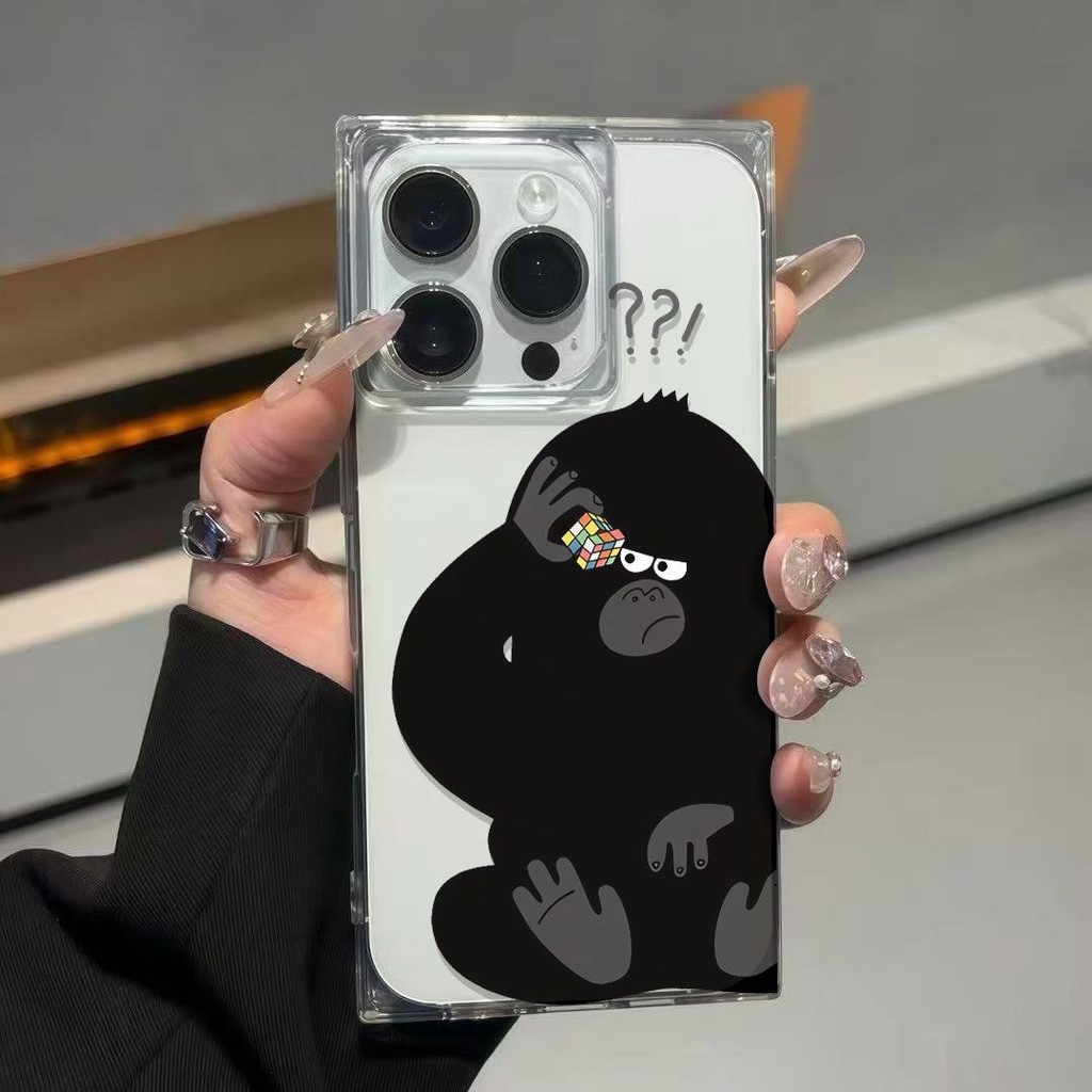 [เคส Cube] เครื่องหมายคําถาม Chimpanzee Ice Crystal Cube เหมาะสําหรับ Apple 16ProMax/15/14iPhone13/12 เคสโทรศัพท์
