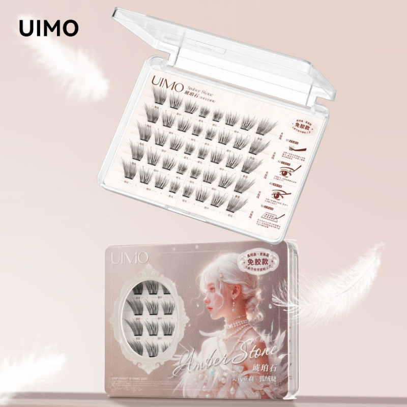 UIMO ขนตาปลอม ขนตาปลอมแบบไม่มีกาว ชุดจิ้งจอก ขนตาตุ๊กตา แบ่งส่วนนุ่ม