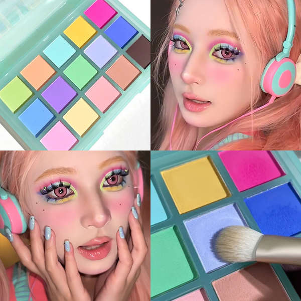 พาเลทตา พาเลทตา odbo Summer Cool Fantasy Macarons!Full Matte Eyeshadow Palette Blue Green Play Makeu