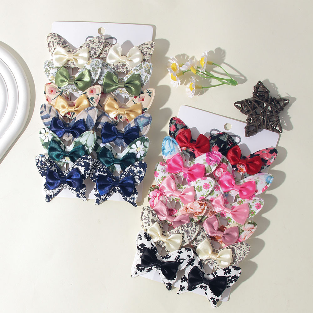 12 ชิ้น/เซ็ตสาวหวาน Double-layed ผีเสื้อ Bowknot Hairpin เด็ก Handmade พิมพ์อุปกรณ์เสริมผม
