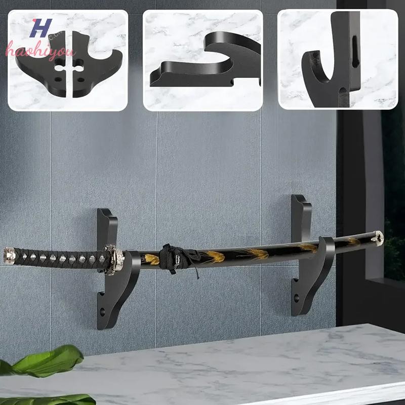 <haohiyou> Wall Mount ดาบไม้ขาตั้ง Hook Hanger ปรับชั้นวางจอแสดงผลมีดคอสเพลย์ Wand ดาบสําหรับ Samurai Rack