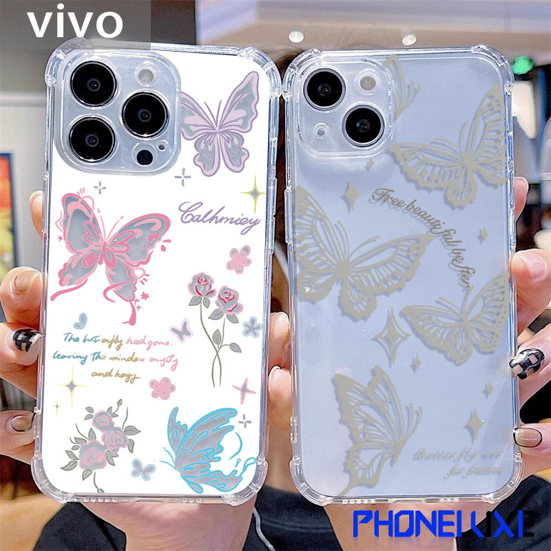สําหรับ Vivo Y91 Y95 Y20 Y20s ฟรีที่สวยงามผีเสื้อกรณี Y11S Y12S Y17s Y18 Y16 Y27 Y28 Y36 Y19s Y21S Y