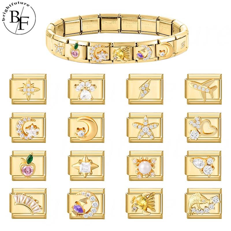 สร้อยข้อมือสแตนเลส Love ปลาดาว Cat's Paw Italian charm สำหรับสายเส้นผ่านศูนย์กลาง 9 มม. เหมาะสำหรับการทำเครื่องประดับแบบ DIY และเป็นโมดูลตกแต่งสร้อยข้อมือสไตล์เรโทร