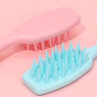 Handled Hair Shampoo Brush แปรงสระผมซิลิโคน หวีนวด นวดหนังศีรษะ นวดดูแลรากผมหนังศีรษะ G3495