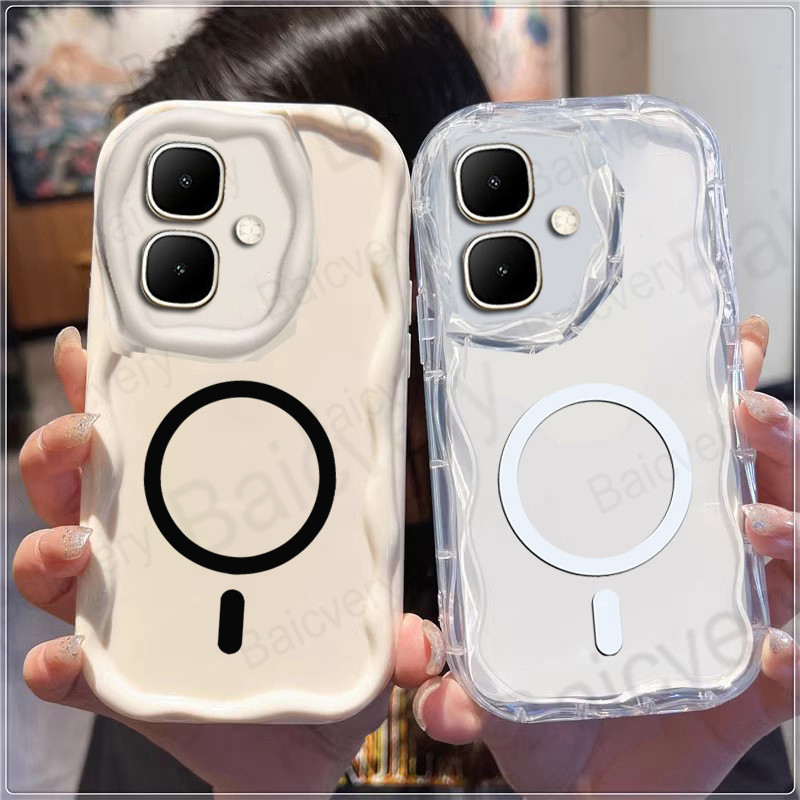 ปลอกสําหรับ Infinix Smart 10 X6725 SMART 20 4G X6840 พร้อมสติกเกอร์แม่เหล็ก Ripple Border Design TPU Silicon Cover