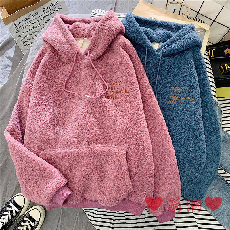 เสื้อโค้ทเสื้อคลุมขนแกะผู้หญิง ซับหนา ใส่กันหนาว ฤดูใบไม้ร่วง ฤดูหนาว ทรงหลวม