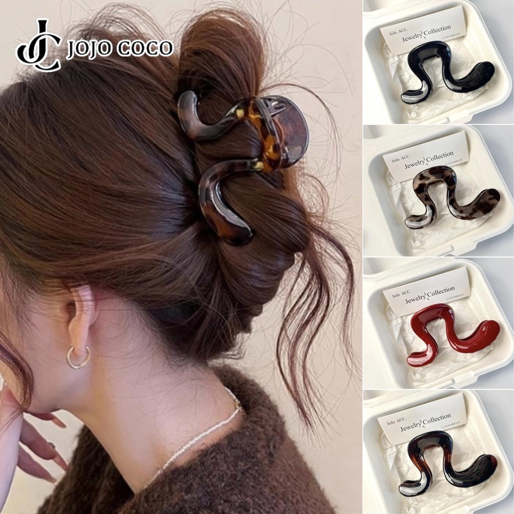 Jojo COCO Tortoise กิ๊บติดผมทรงเรขาคณิตสีน้ําตาลสําหรับผู้หญิงสไตล์เกาหลีหวานหางม้าคลิปฉลามเครื่องประดับผมสไตล์ใหม่