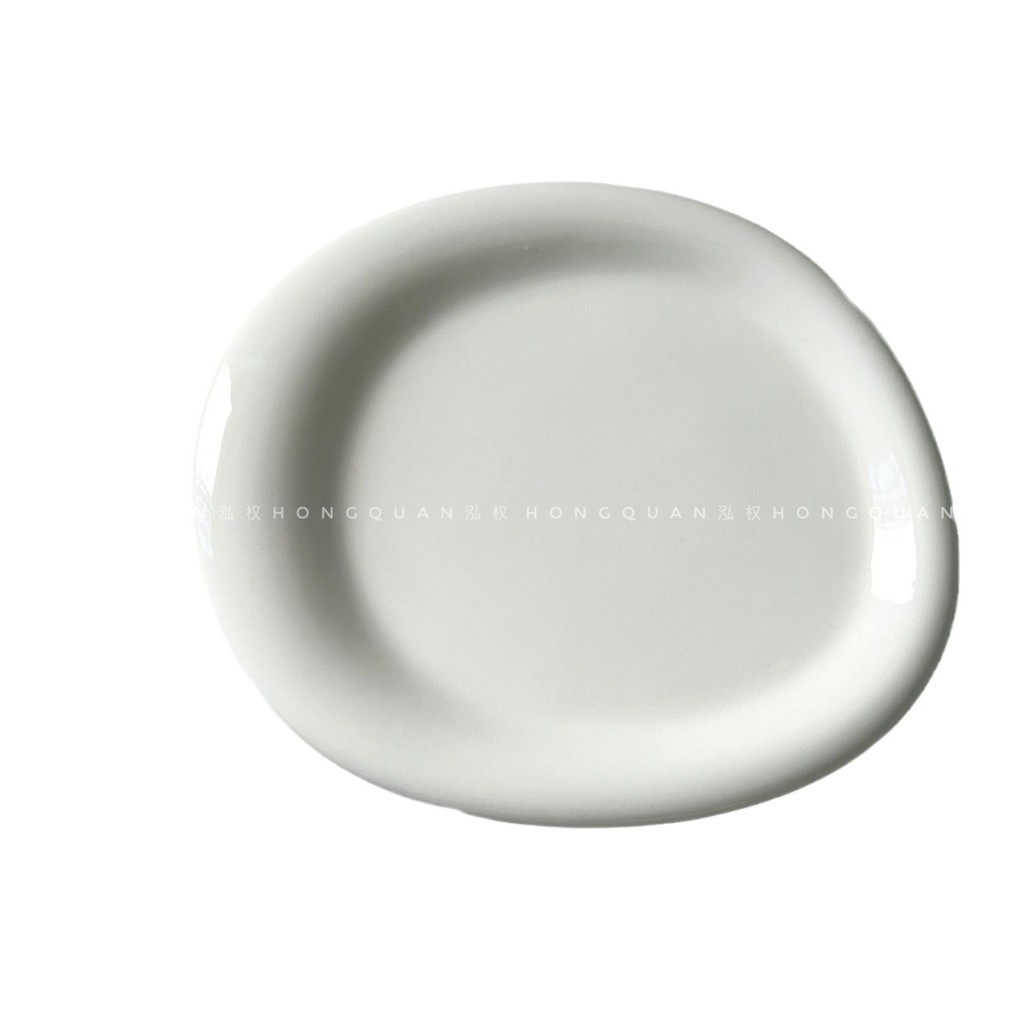 จานเซรามิกขอบกว้างสีขาวบริสุทธิ์สไตล์อินสตาแกรม จานขนมไม่สม่ำเสมอ จานอาหารเช้า จานอาหารตะวันตก จานเก็บเครื่องประดับ - รูปที่ 7