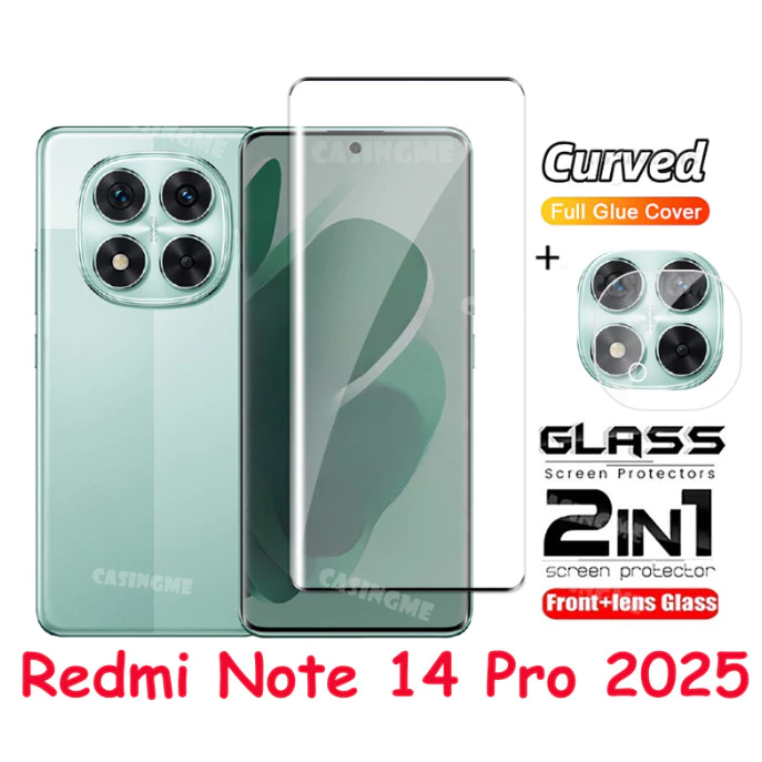 Redmi Note15 Pro 5Gกระจกนิรภัยด้านหน้าฟิล์มด้านหลังเลนส์สําหรับRedmi Note14pro Note14 14pro + หมายเหตุ 14 Pro + Plus 4G 5G 2025 ฟิล์ม 2 ใน 1 ป้องกันหน้าจอ