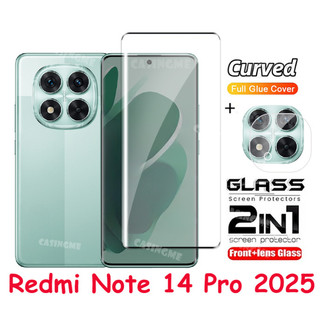 Redmi Note15 Pro 5Gกระจกนิรภัยด้านหน้าฟิล์มด้านหลังเลนส์สําหรับRedmi Note14pro Note14 14pro + หมายเหตุ 14 Pro + Plus 4G 5G 2025 ฟิล์ม 2 ใน 1 ป้องกันหน้าจอ