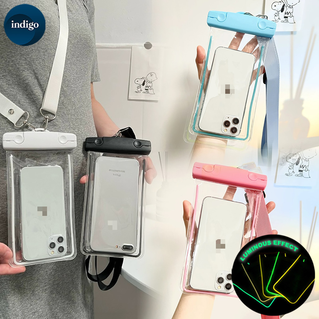 ซองมือถือกันน้ำใส ซองกันน้ำ ใส่โทรศัพท์มือถือ ซองโทรศัพท์ แบบเรืองแสง ใช้งานทัชสกรีน รับสายในซองได้เลย เล่นน้ำสงกรานต์