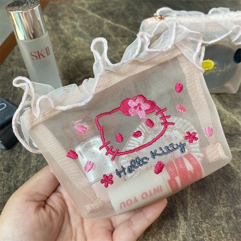 ชวัซ นิรันดร์ กระเป๋าเครื่องสําอางการ์ตูนน่ารักเย็บปักถักร้อยตาข่ายทนสิ่งสกปรกซิปถุงเก็บ - รูปที่ 3