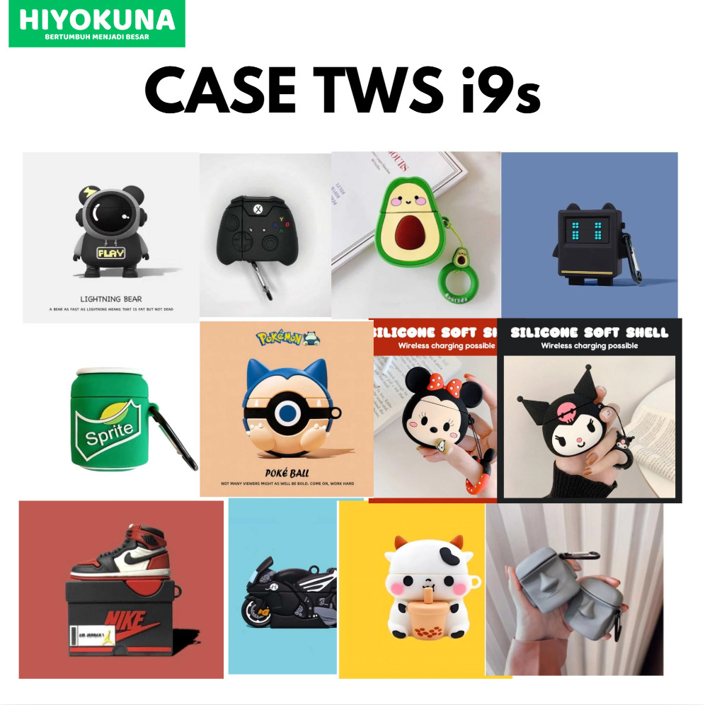 CASE GEN i9s ชุดหูฟังไร้สาย Pelindung TWS GEN i9s TWS หูฟังบลูทูธ 3D การ์ตูนน่ารักตัวอักษร HIFI หูฟั