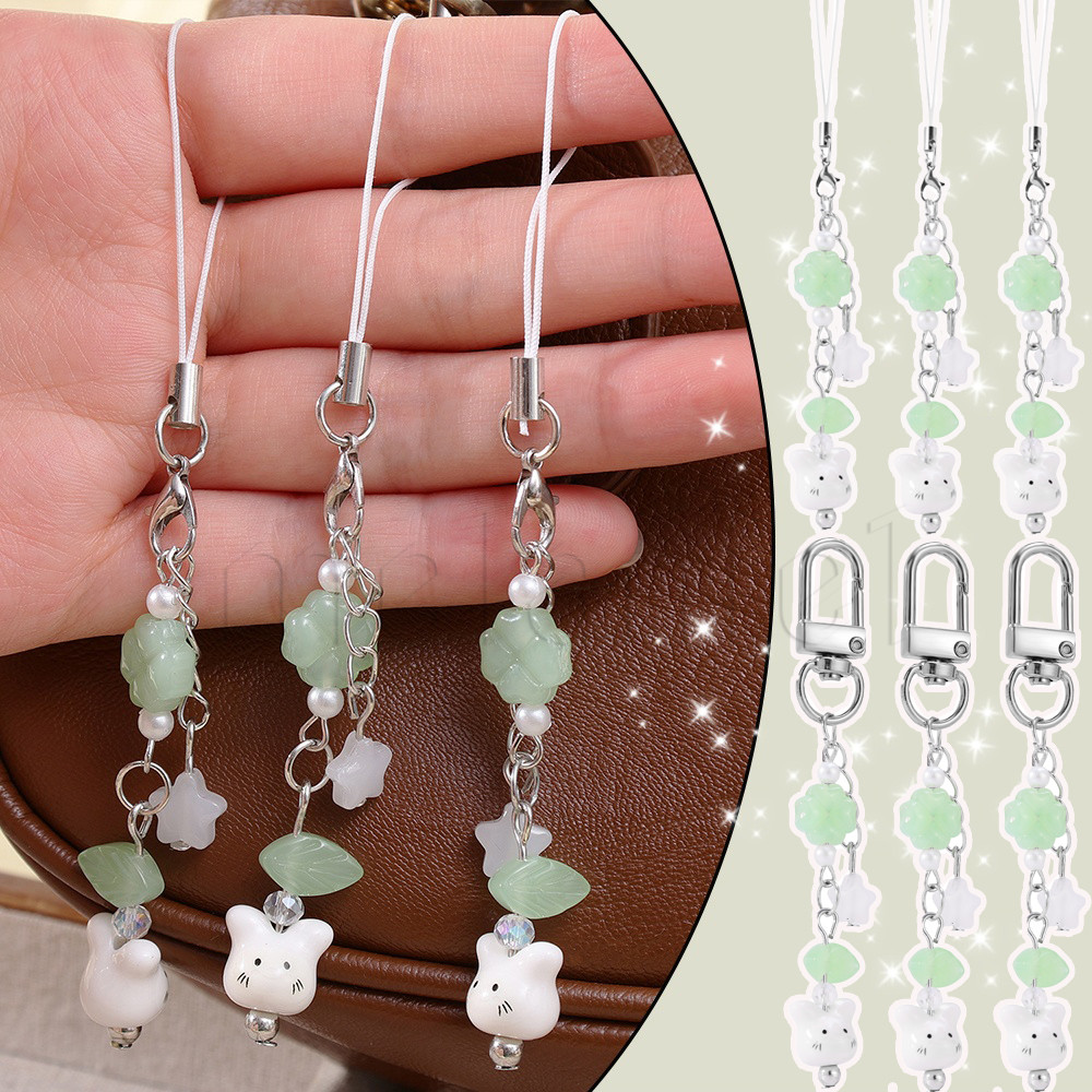 Lucky Rabbit Four-leaf Clover Phone Chain - Key Chains Accessories - Cute, Y2K, Fashion - 1/2pcs จี้