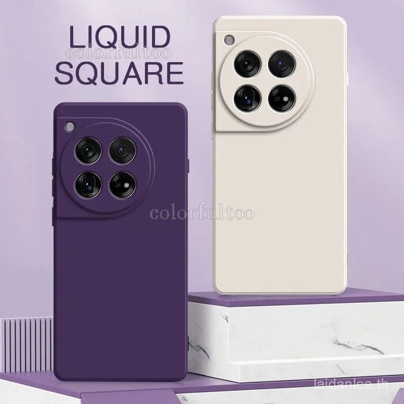 2024 O neplus 12R สแควร์ซิลิโคนเหลวกรณีโทรศัพท์สำหรับ O neplus 12R 12 1 12 Oneplus12R 5กรัมปลอกนุ่มก