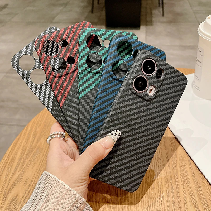 คาร์บอนไฟเบอร์สําหรับ OPPO Reno 13 Pro บาง PC Shell กรณีป้องกันลายนิ้วมือกลับป้องกัน Fundas Reno 13 Pro
