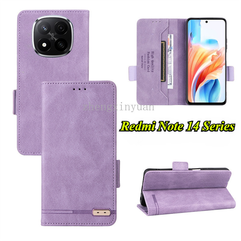 ปลอกสําหรับ Redmi หมายเหตุ 14 Pro Plus 4G 5G 2025 เคสโทรศัพท์หนังสําหรับ Note14 Note14Pro 14ProPlus 14Pro + สล็อตกระเป๋าสตางค์วงเล็บป้องกันกรณี