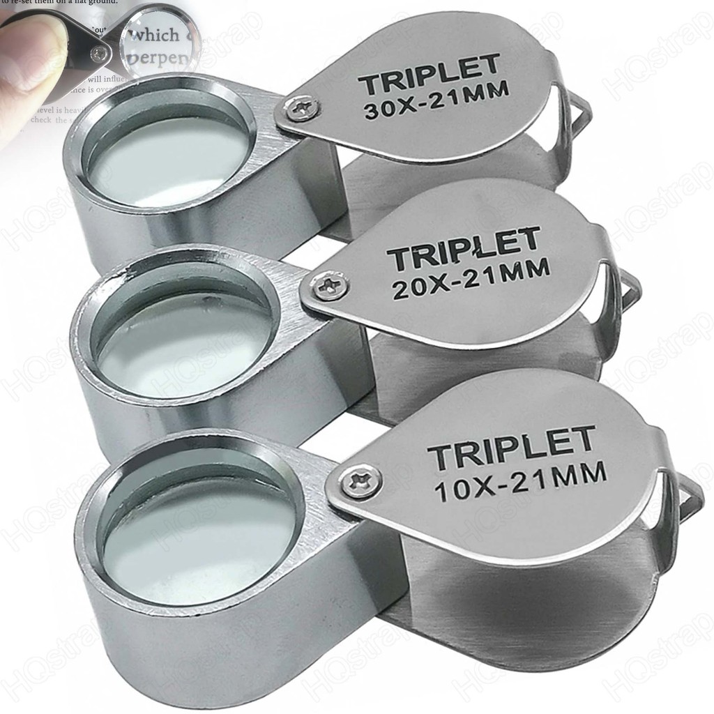 10-30x กระเป๋า Loupe แว่นขยายเครื่องประดับนาฬิกาอุปกรณ์เสริมแว่นขยายพับ Triplet Jewelers Eye Glass เครื่องมืออ่านแว่นขยาย