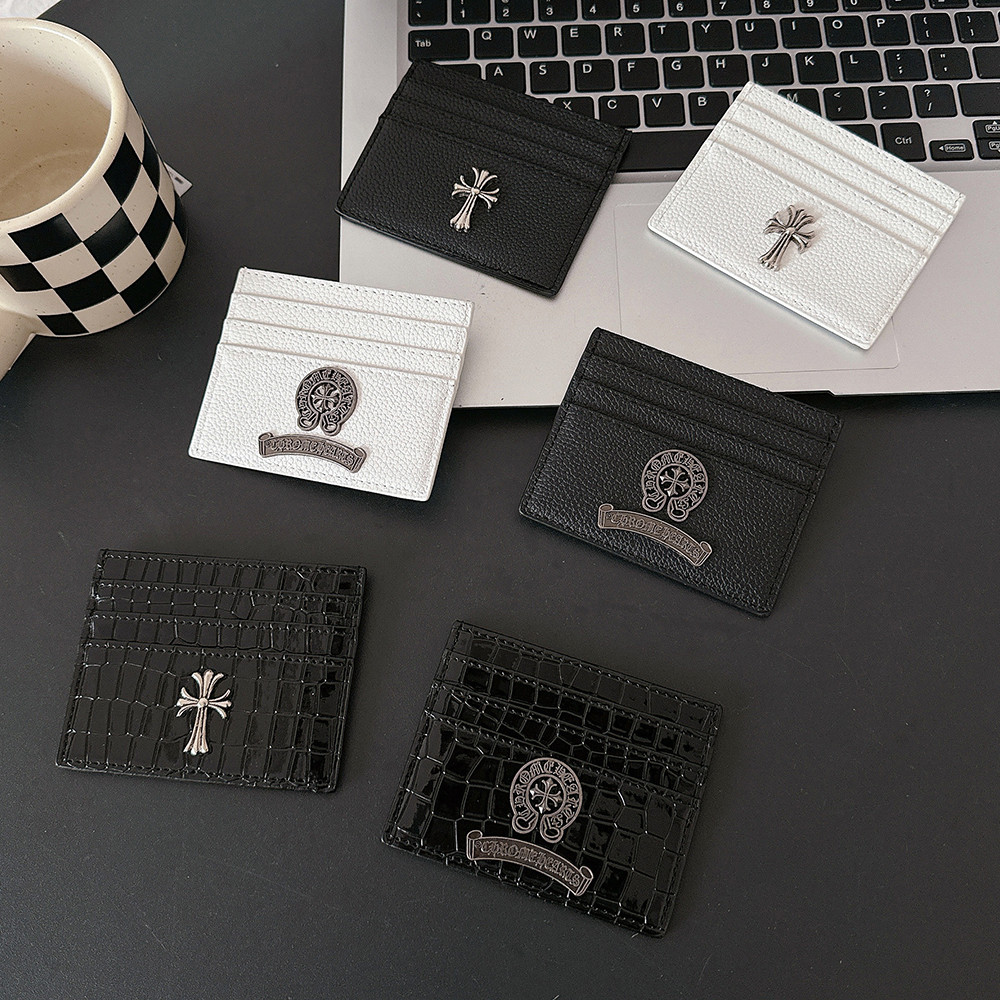 Luxury Card Holders Fashion Chro 7 Slots Black Crocodile White Lichey Pattern
