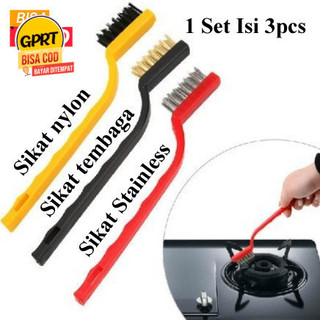 GPRT 1 Set Isi 3pcs Sikat Kawat Pembersih Kompor Gas Bahan Serat Logam Baja