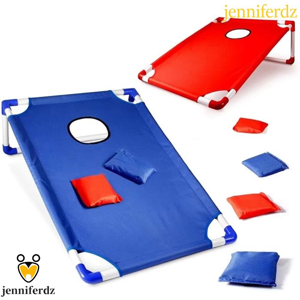 JENNIFERDZ Cornhole Set, โยนเกมถุงถั่วสีฟ้าสีแดง, บาร์บีคิวแคมป์ปิ้ง Family Gathering Tossing การฝึกอบรมของเล่น Cornhole เกมกระดาน Yard Beach