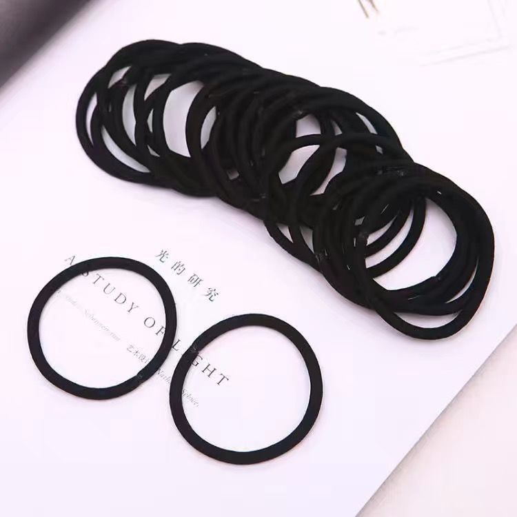 แหวนผมบางสีดำเรียบง่ายแหวนยางรัดผมขนาดเล็กผู้หญิงผูกผมเชือก Headwear แหวนคอลลาเจนหนังซองเรียบง่ายวัส