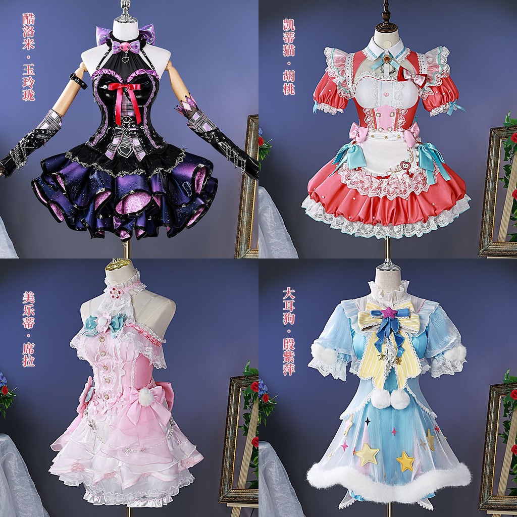 Naraka Sanrio คอสเพลย์ Tessa คอสเพลย์เกม Naraka คอสเพลย์เครื่องแต่งกาย Devil Lolita สีม่วง Kuromi ชุ