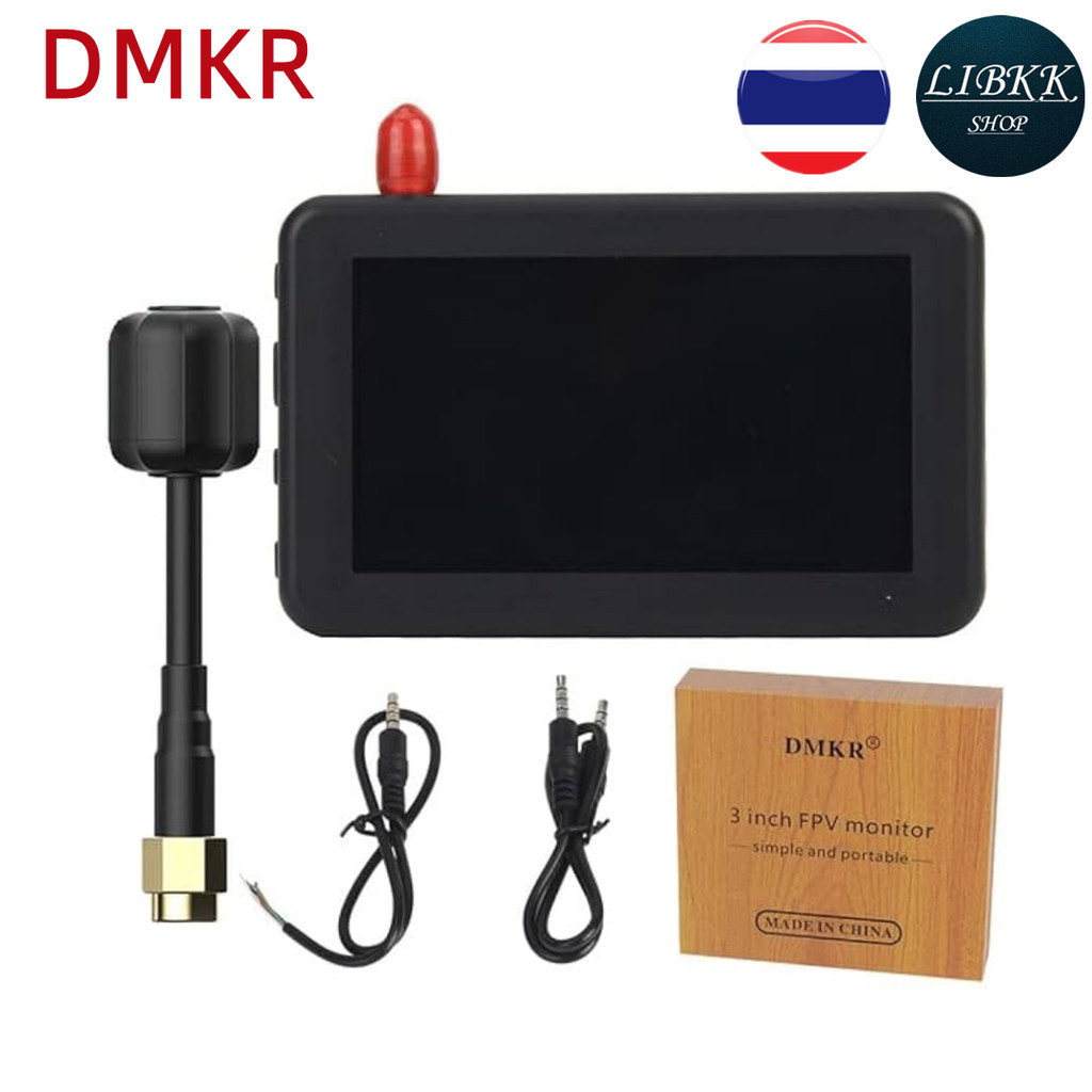 Dmkr 2.4G 5.8G 40CH จอแสดงผล Mini FPV 3 นิ้ว Build-in แบตเตอรี่ค้นหาอัตโนมัติพร้อมเสาอากาศโคมไฟ  RC 