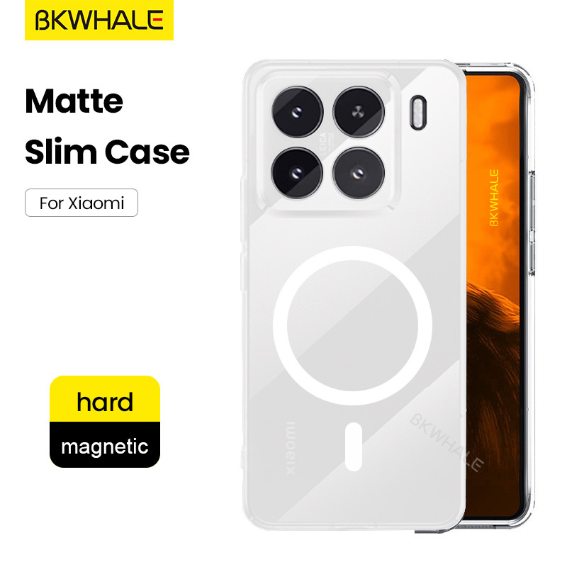 BKWHALE Matte Ultra-Thin Clearเคสโทรศัพท์แม่เหล็กสําหรับXiaomi 15 14 13 17 Pro Max 13T Pro Poco F8 F7 F6 X7 Pro K60 K70 K80 Ultra Redmi Note14 Pro + โปร่งใสกันกระแทกปกแข็ง