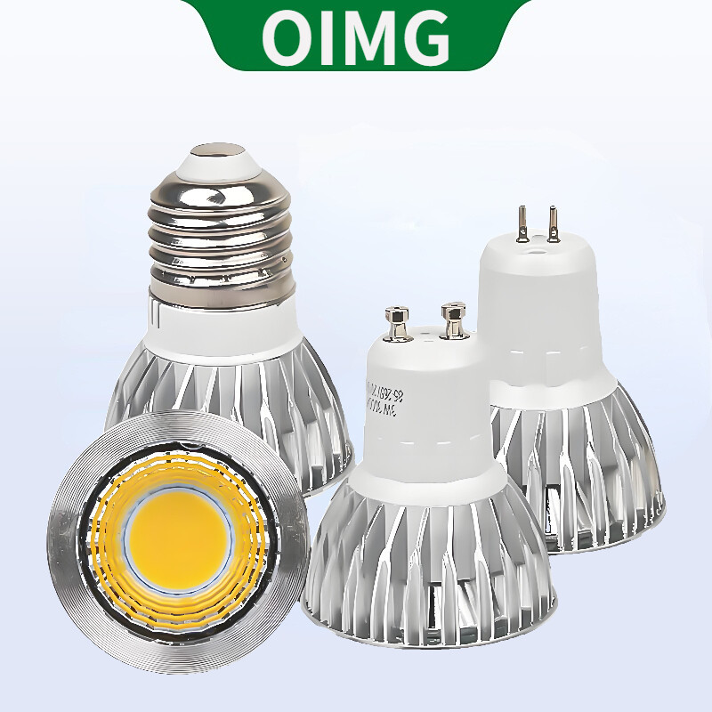 OIMG LED โคมไฟอลูมิเนียมถ้วย COB Spotlight GU10 GU5.3 MR16 E27 E14 220V/12V 3W 5W 7W 10W Warm Light 3000K แสงสีขาว 6000K Neutral Light 4000K Tri สี