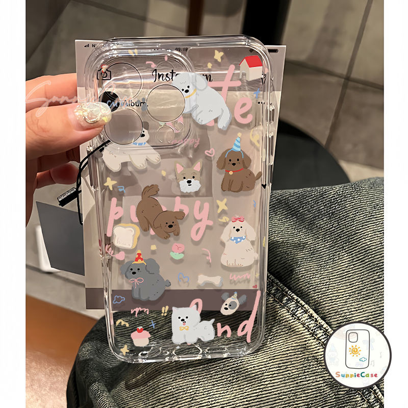 น่ารัก เคสไอโฟน13 การ์ตูน สุนัข สำหรับ IPhone 11 15 16 12 14 13 Pro Max 8Plus 7Plus XS XR X Max 15 7 8 Plus SE เคส